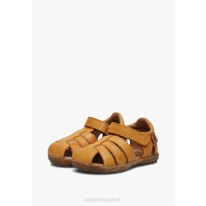 Kids Naturino Pumpkin SEE Semi-Closed Leather Sandals J6T6281