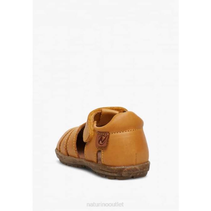 Kids Naturino Pumpkin SEE Semi-Closed Leather Sandals J6T6281