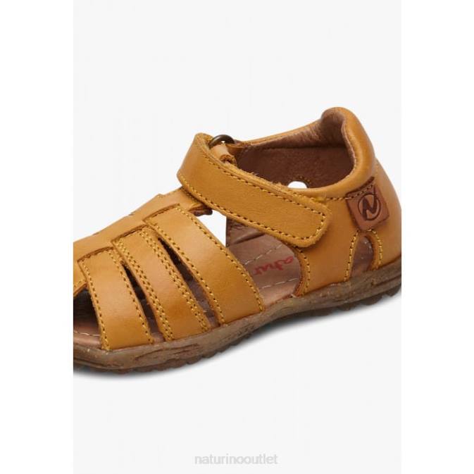 Kids Naturino Pumpkin SEE Semi-Closed Leather Sandals J6T6281