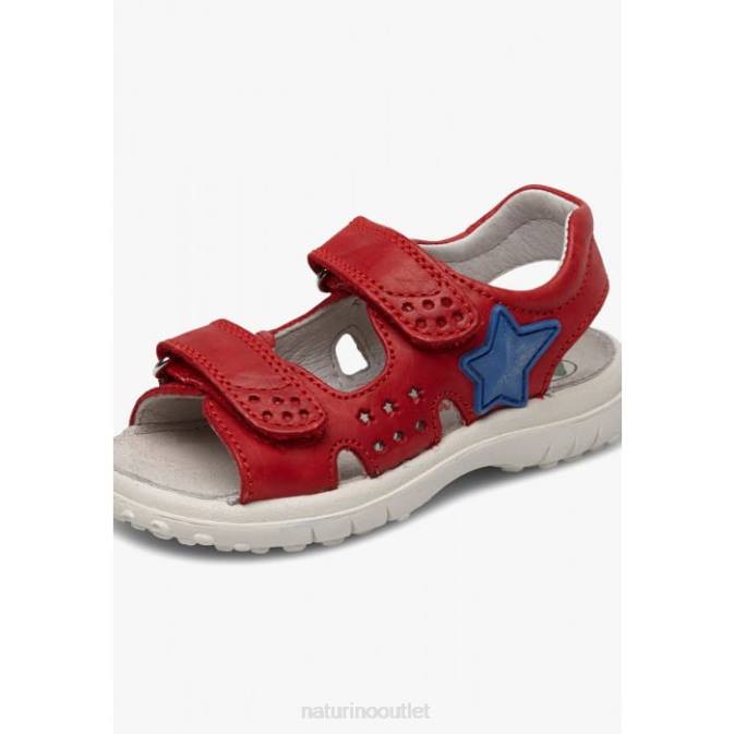 Kids Naturino Red DOCK Leather Sandals with Velcro J6T6543