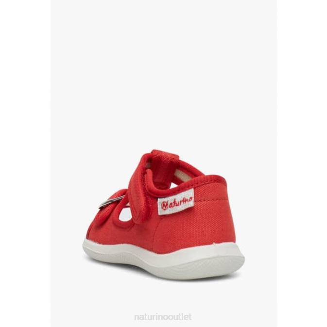 Kids Naturino Red PAROS Fabric Open Toe Sandals J6T6342
