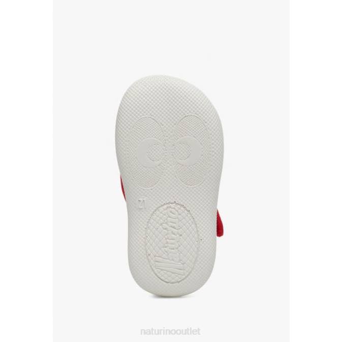 Kids Naturino Red PAROS Fabric Open Toe Sandals J6T6342