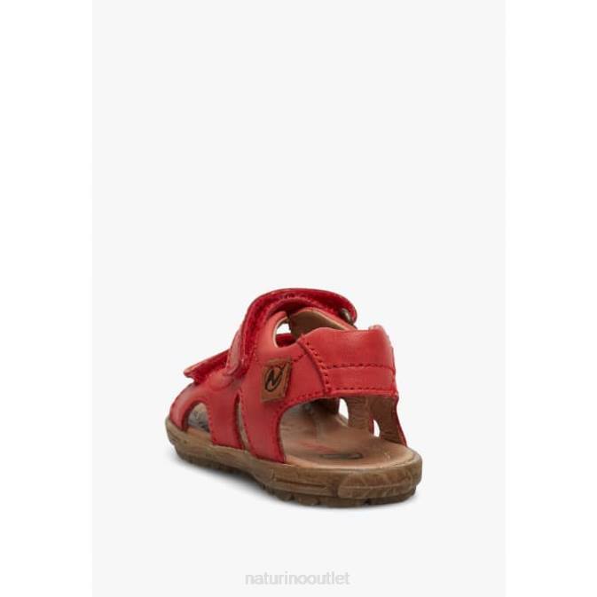 Kids Naturino Red SKY Nappa Leather Sandals J6T6264