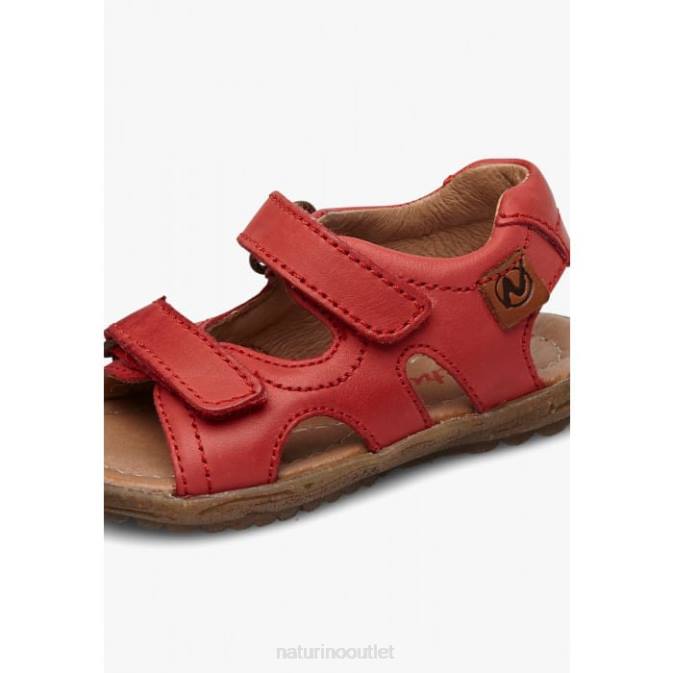 Kids Naturino Red SKY Nappa Leather Sandals J6T6264