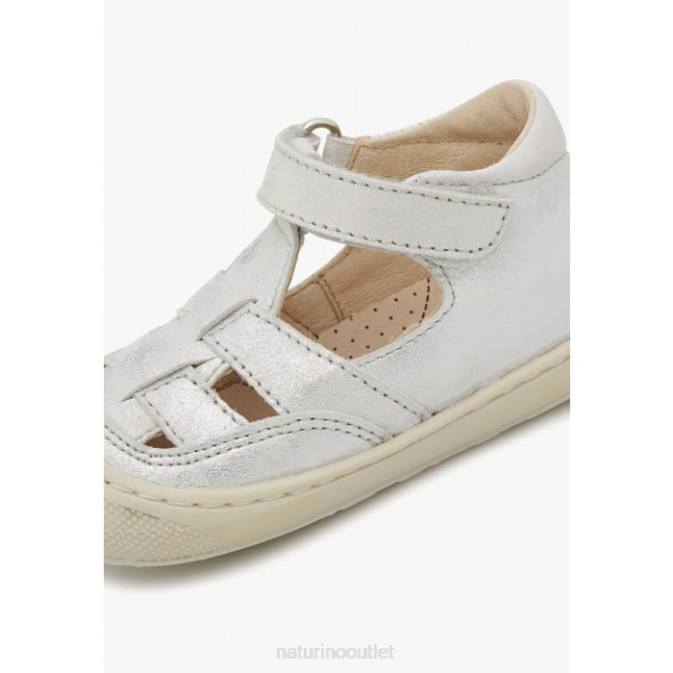 Kids Naturino Silver WAD Suede First Step Sandals J6T6575