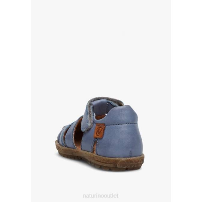 Kids Naturino Sky Blue SEE Semi-Closed Leather Sandals J6T6272