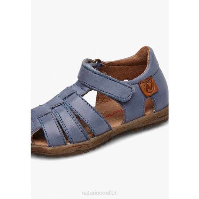Kids Naturino Sky Blue SEE Semi-Closed Leather Sandals J6T6272