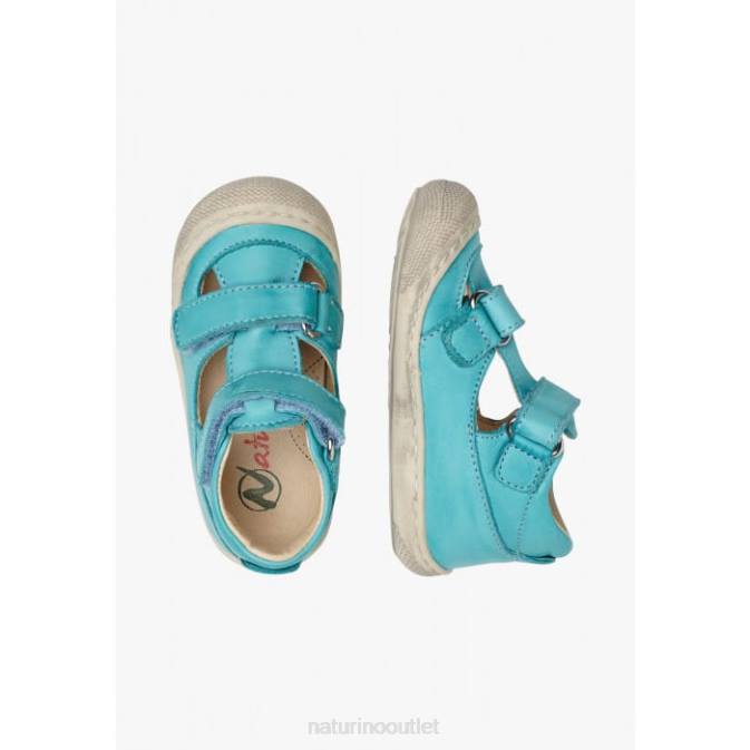 Kids Naturino Turquoise PUFFY Nappa Leather Sandals J6T6586