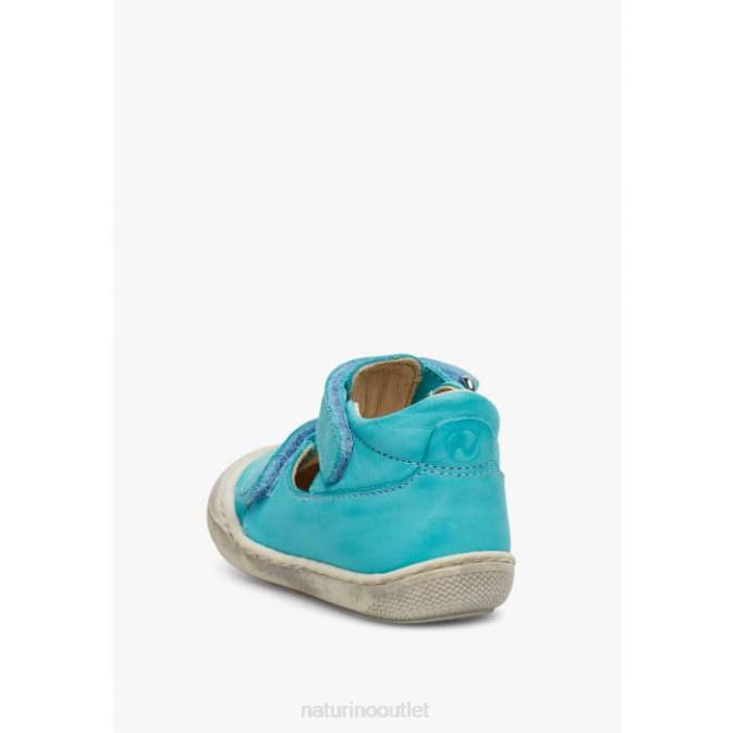 Kids Naturino Turquoise PUFFY Nappa Leather Sandals J6T6586