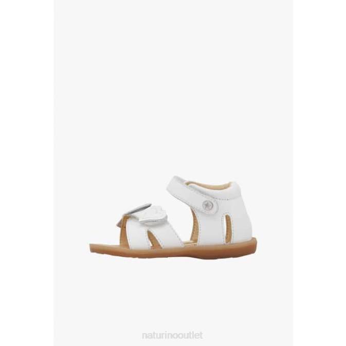 Kids Naturino White BEEME Leather Sandals J6T6326