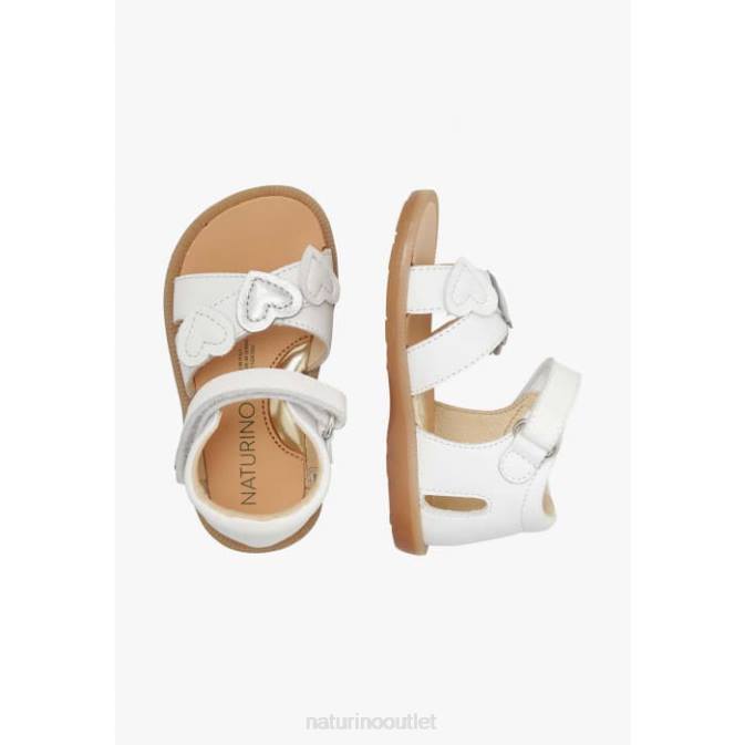 Kids Naturino White BEEME Leather Sandals J6T6326