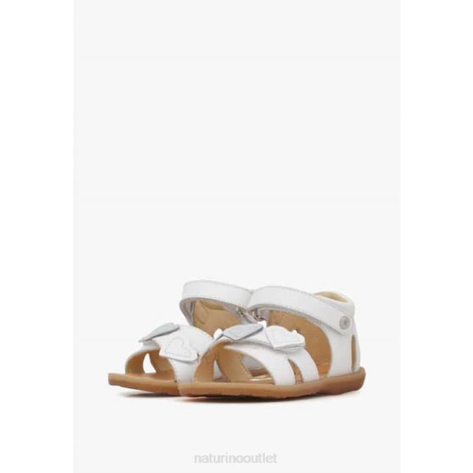 Kids Naturino White BEEME Leather Sandals J6T6326