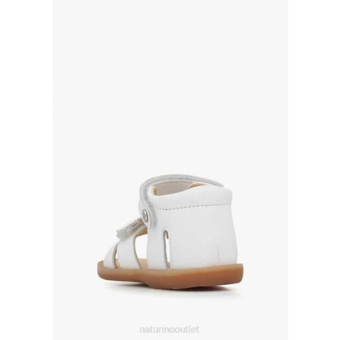 Kids Naturino White BEEME Leather Sandals J6T6326