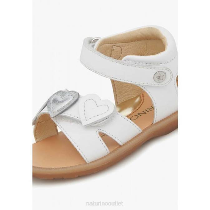 Kids Naturino White BEEME Leather Sandals J6T6326