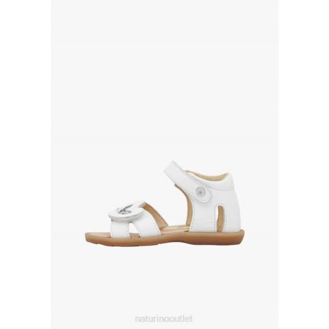 Kids Naturino White CRISYTEL Nappa Leather Sandals J6T6254