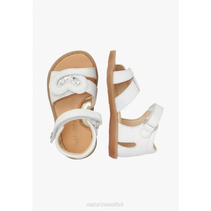Kids Naturino White CRISYTEL Nappa Leather Sandals J6T6254