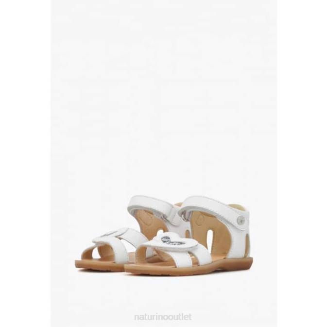 Kids Naturino White CRISYTEL Nappa Leather Sandals J6T6254