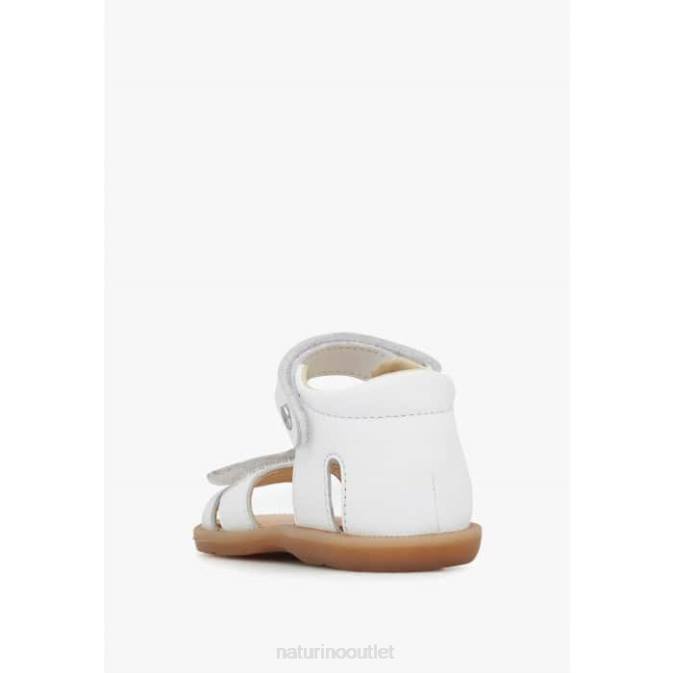 Kids Naturino White CRISYTEL Nappa Leather Sandals J6T6254