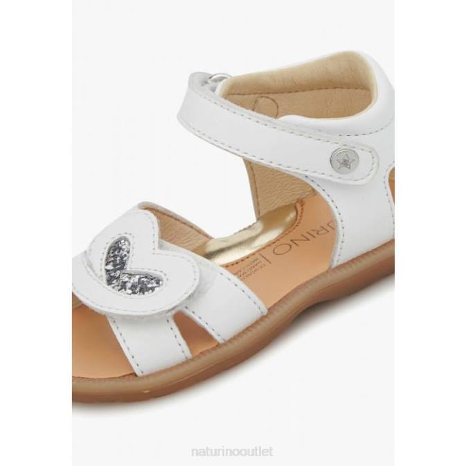 Kids Naturino White CRISYTEL Nappa Leather Sandals J6T6254