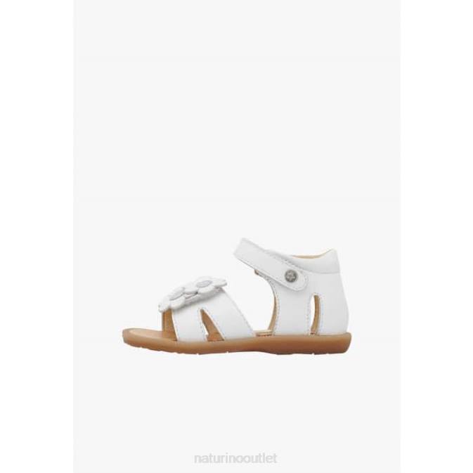 Kids Naturino White JALNINA Leather Sandals J6T6252