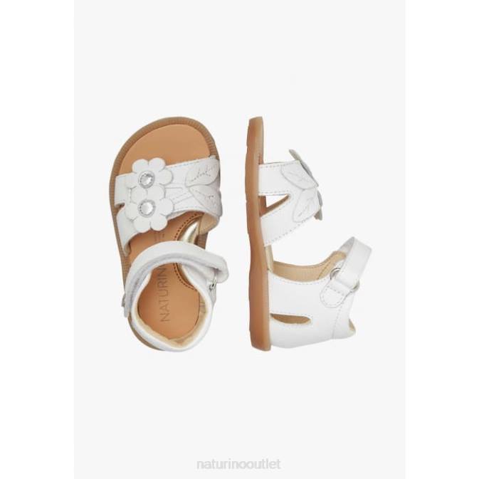 Kids Naturino White JALNINA Leather Sandals J6T6252