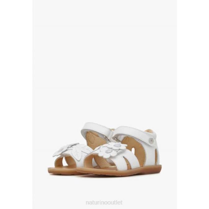 Kids Naturino White JALNINA Leather Sandals J6T6252