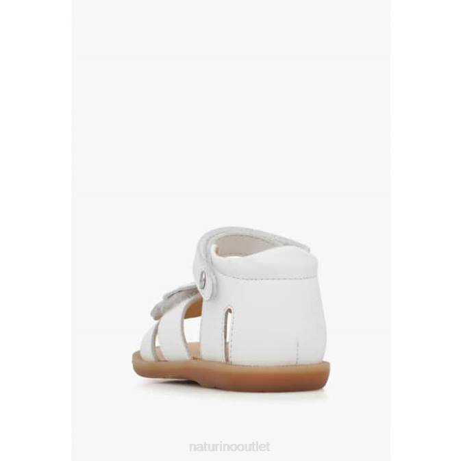 Kids Naturino White JALNINA Leather Sandals J6T6252