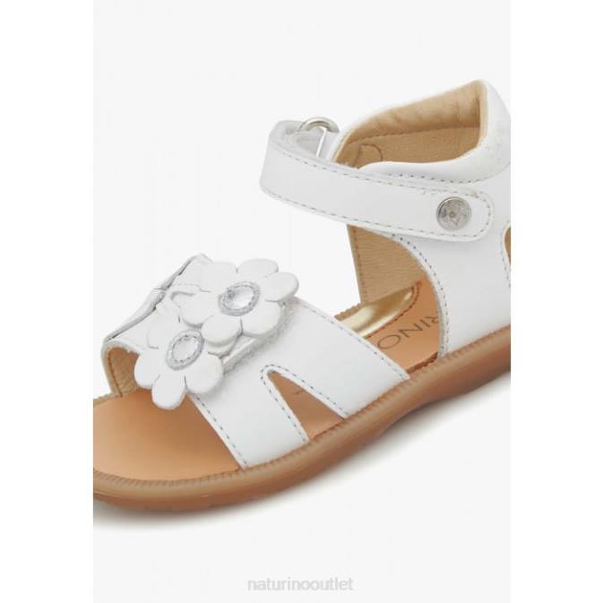 Kids Naturino White JALNINA Leather Sandals J6T6252