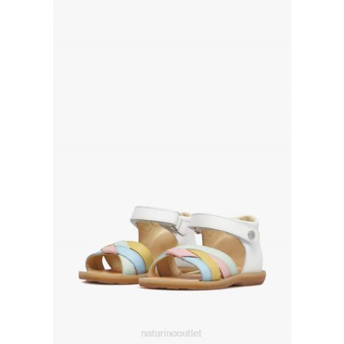Kids Naturino White JOENEE Leather Sandals J6T6321