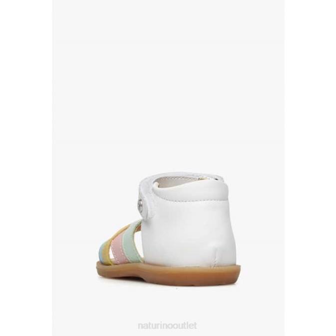 Kids Naturino White JOENEE Leather Sandals J6T6321