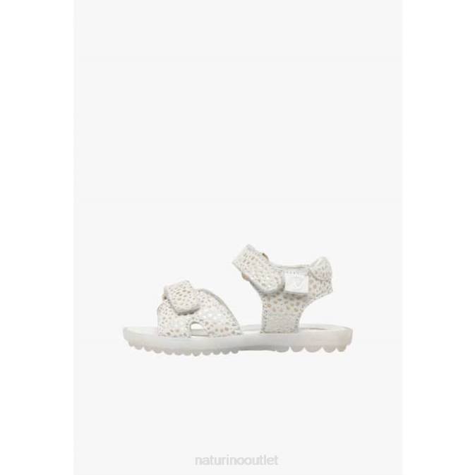Kids Naturino White-Platinum SUN Suede Sandals J6T6333