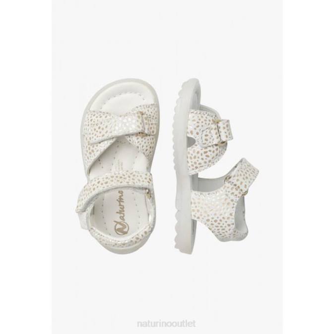 Kids Naturino White-Platinum SUN Suede Sandals J6T6333