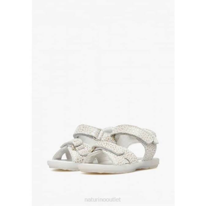 Kids Naturino White-Platinum SUN Suede Sandals J6T6333
