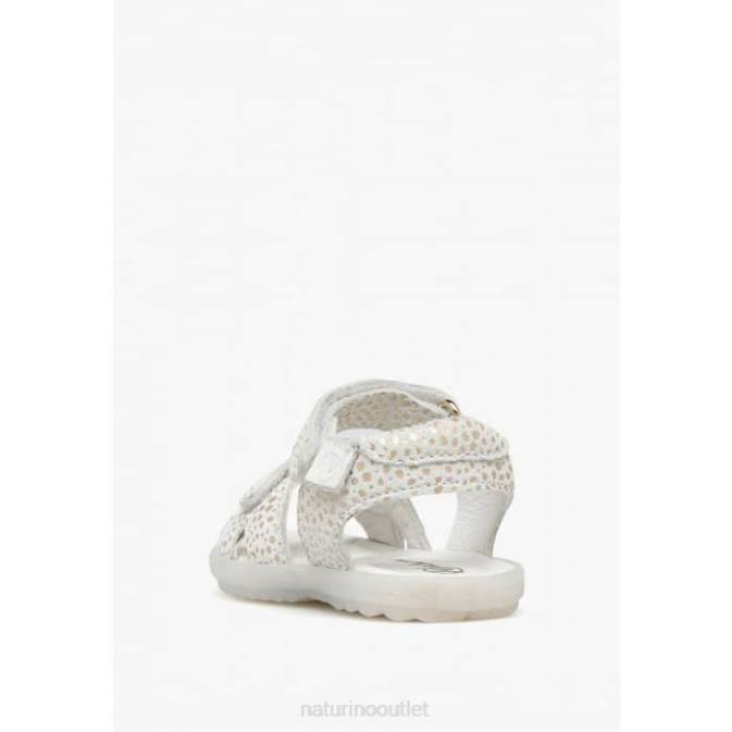 Kids Naturino White-Platinum SUN Suede Sandals J6T6333