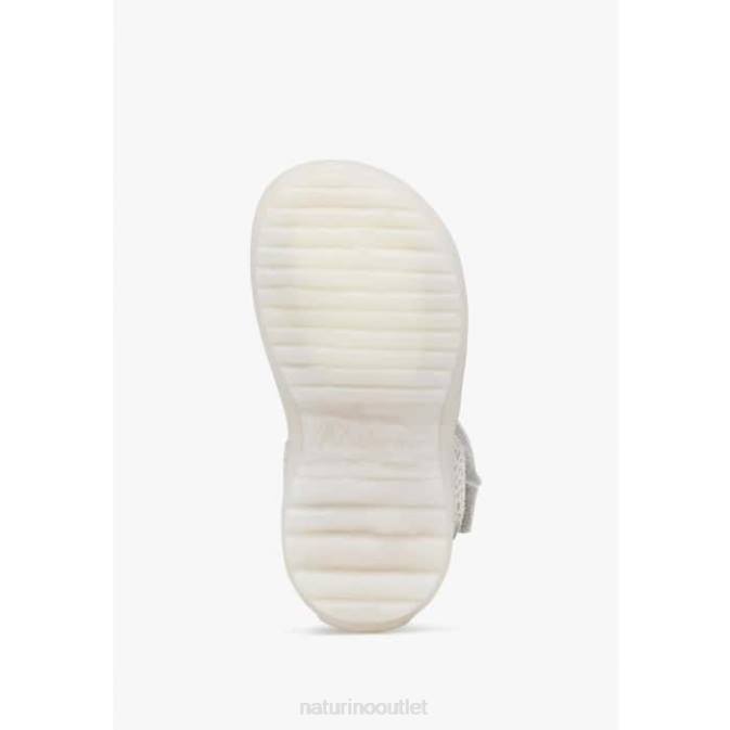 Kids Naturino White-Platinum SUN Suede Sandals J6T6333