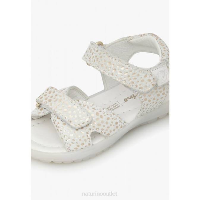 Kids Naturino White-Platinum SUN Suede Sandals J6T6333
