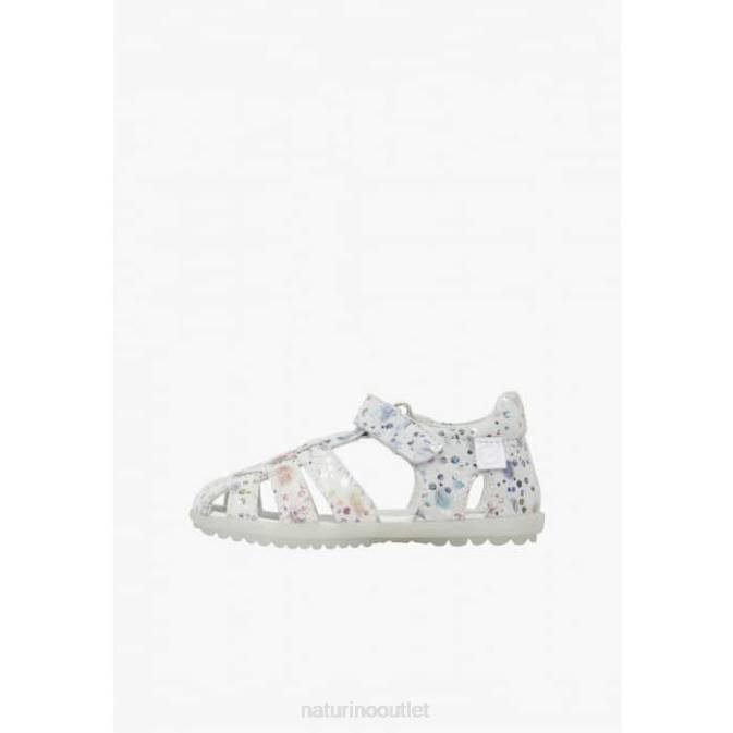 Kids Naturino White SEE Semi-Closed Sandals In Suede J6T6328