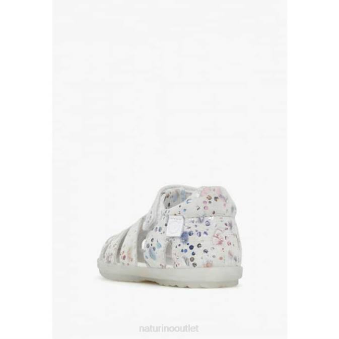 Kids Naturino White SEE Semi-Closed Sandals In Suede J6T6328