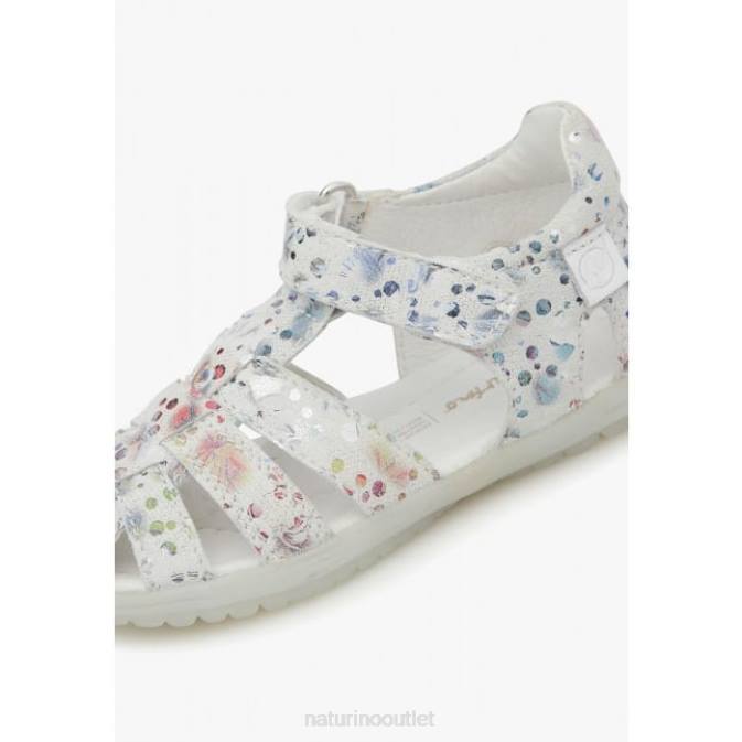 Kids Naturino White SEE Semi-Closed Sandals In Suede J6T6328