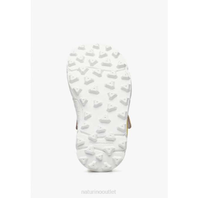 Kids Naturino White-Yellow-Pink GAHO JUNIOR Faux Leather Active Sandals J6T629