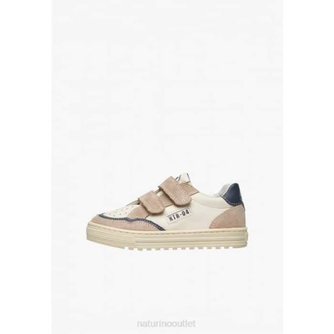 Kids Naturino Beige-White ARITON VL. Leather and Suede Sneakers J6T6495