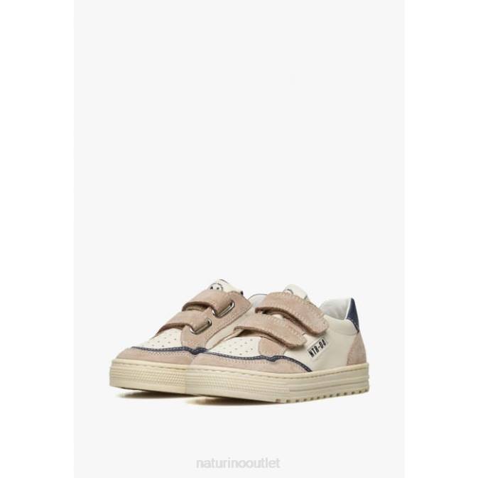 Kids Naturino Beige-White ARITON VL. Leather and Suede Sneakers J6T6495