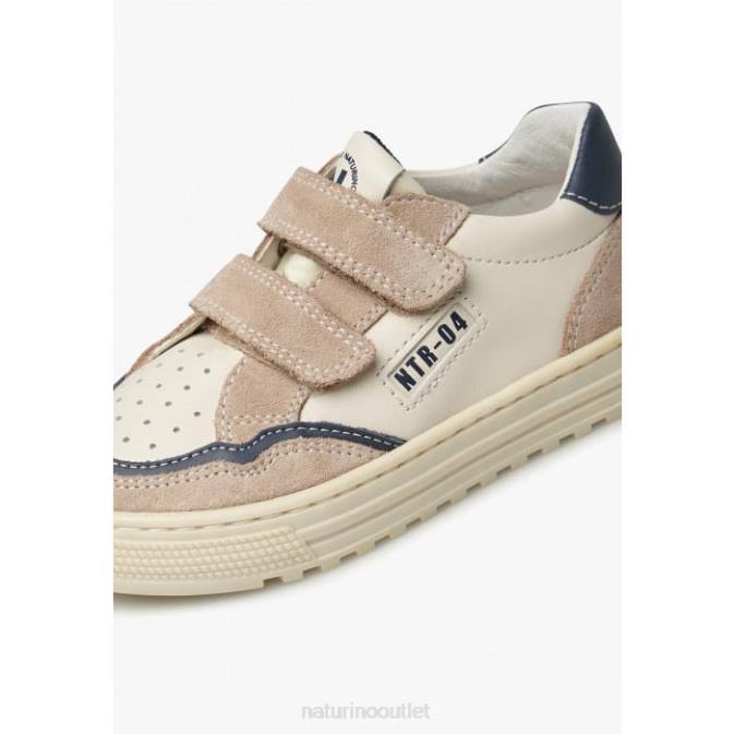 Kids Naturino Beige-White ARITON VL. Leather and Suede Sneakers J6T6495