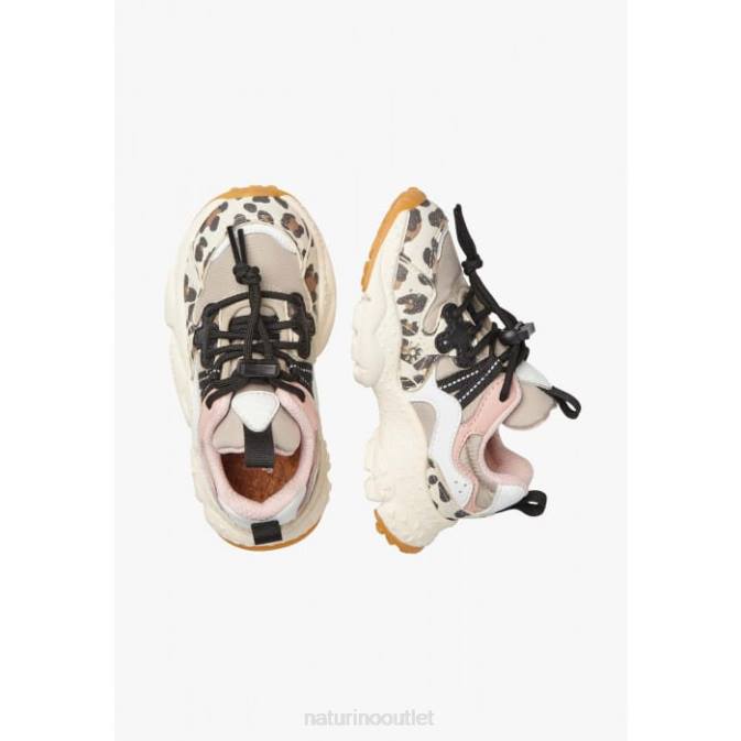 Kids Naturino Beige-White YAMANO 3 JUNIOR. Faux Leather and Technical Fabric Sneakers J6T637