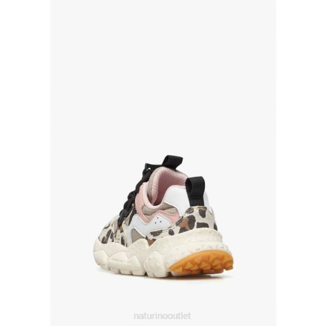 Kids Naturino Beige-White YAMANO 3 JUNIOR. Faux Leather and Technical Fabric Sneakers J6T637