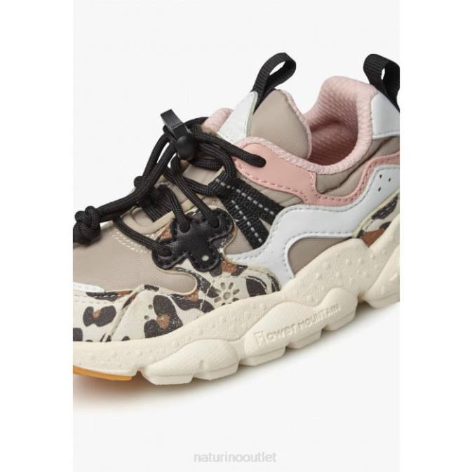 Kids Naturino Beige-White YAMANO 3 JUNIOR. Faux Leather and Technical Fabric Sneakers J6T637