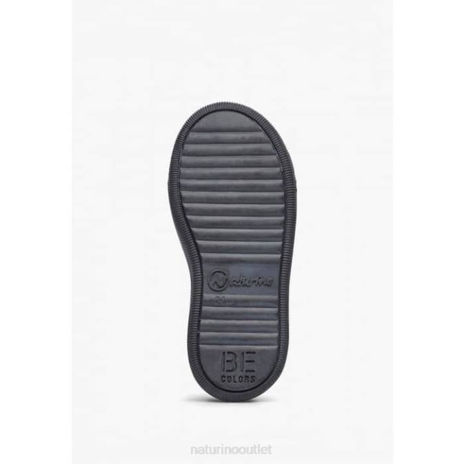 Kids Naturino Black CALEB VL Nappa Leather and Suede Sneakers J6T6523