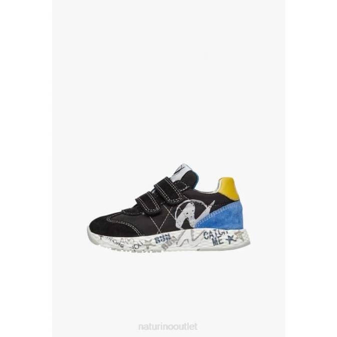 Kids Naturino Black JESKO VL. Suede and Technical Fabric Sneakers J6T6425