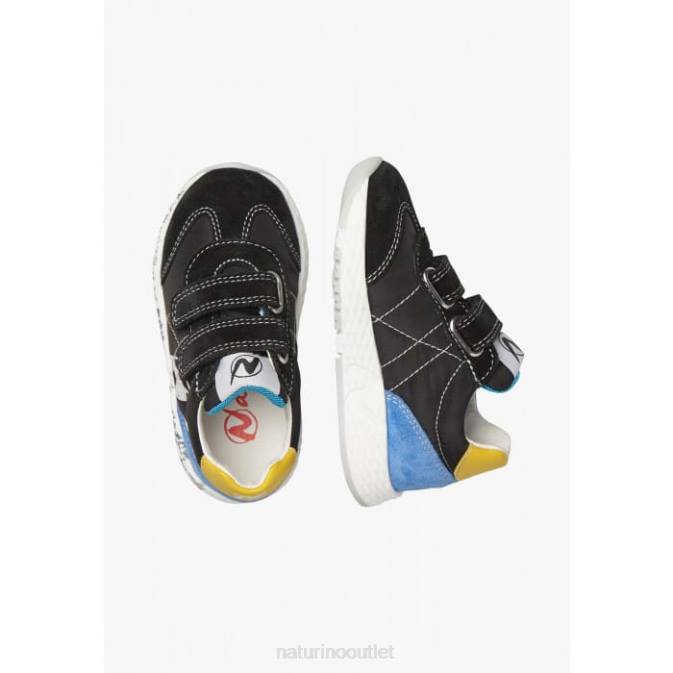 Kids Naturino Black JESKO VL. Suede and Technical Fabric Sneakers J6T6425