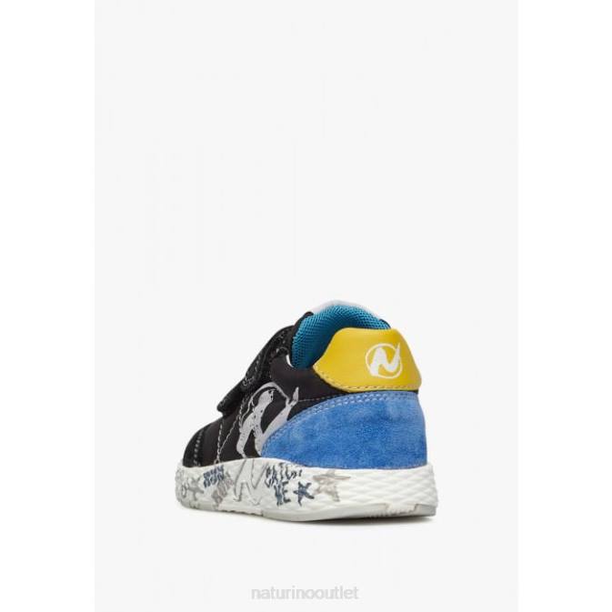 Kids Naturino Black JESKO VL. Suede and Technical Fabric Sneakers J6T6425